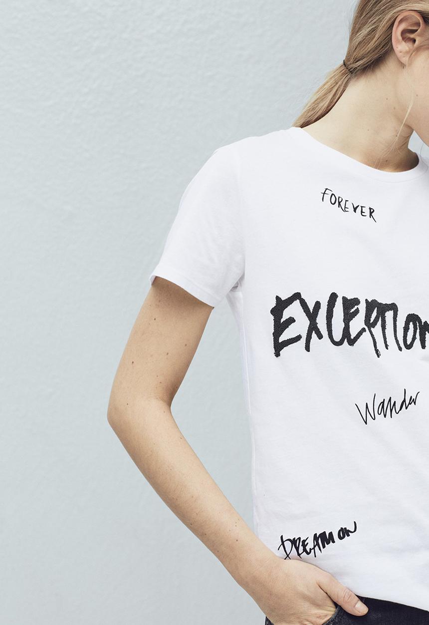 MANGO - Printed t-shirt Black and White
