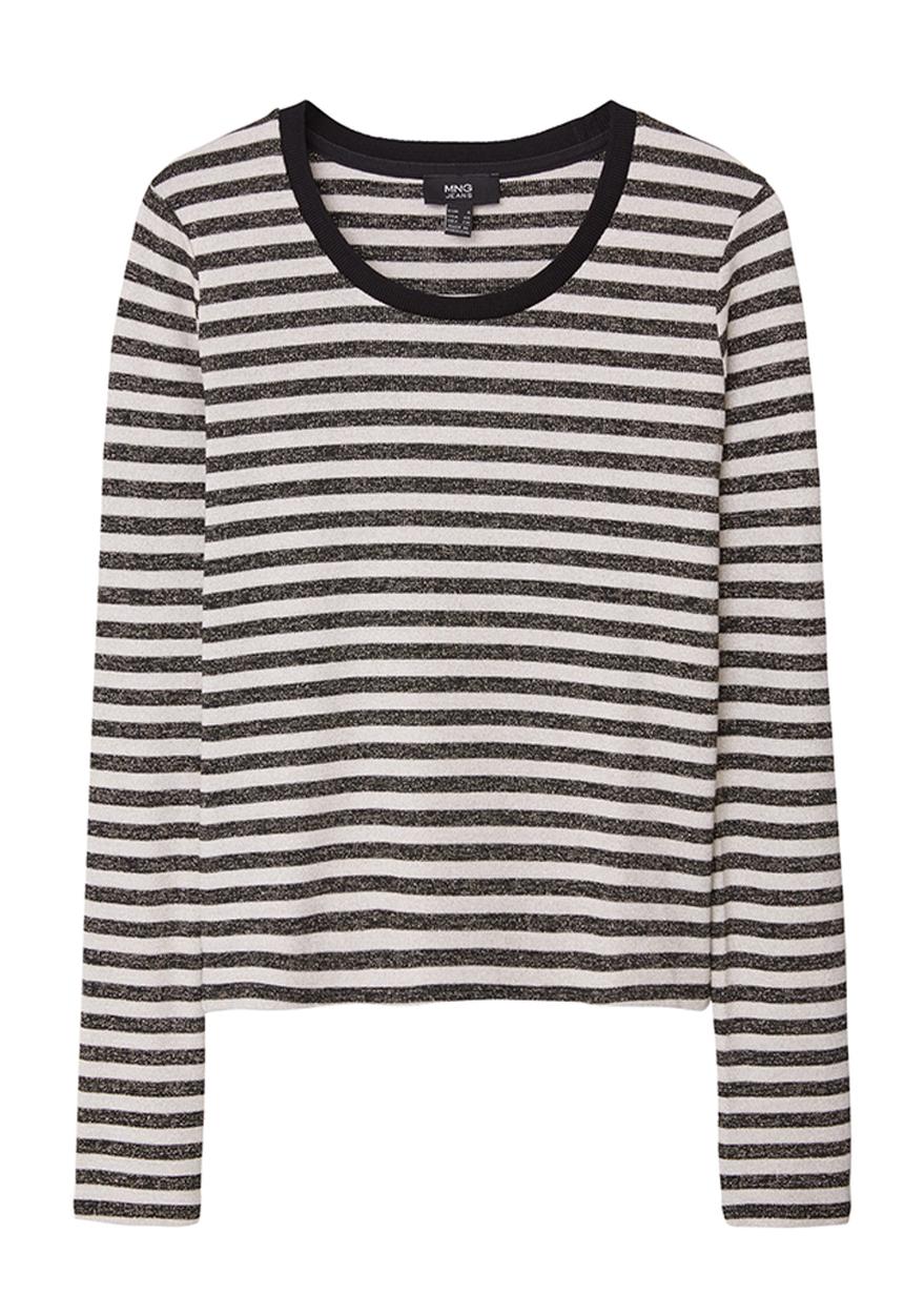 MANGO - Striped Lurex T-shirt Gold