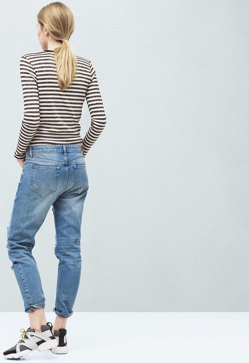 MANGO - Striped Lurex T-shirt Gold