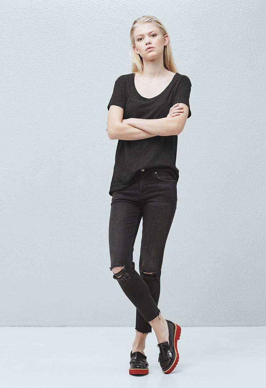 MANGO - Flecked T-shirt Black