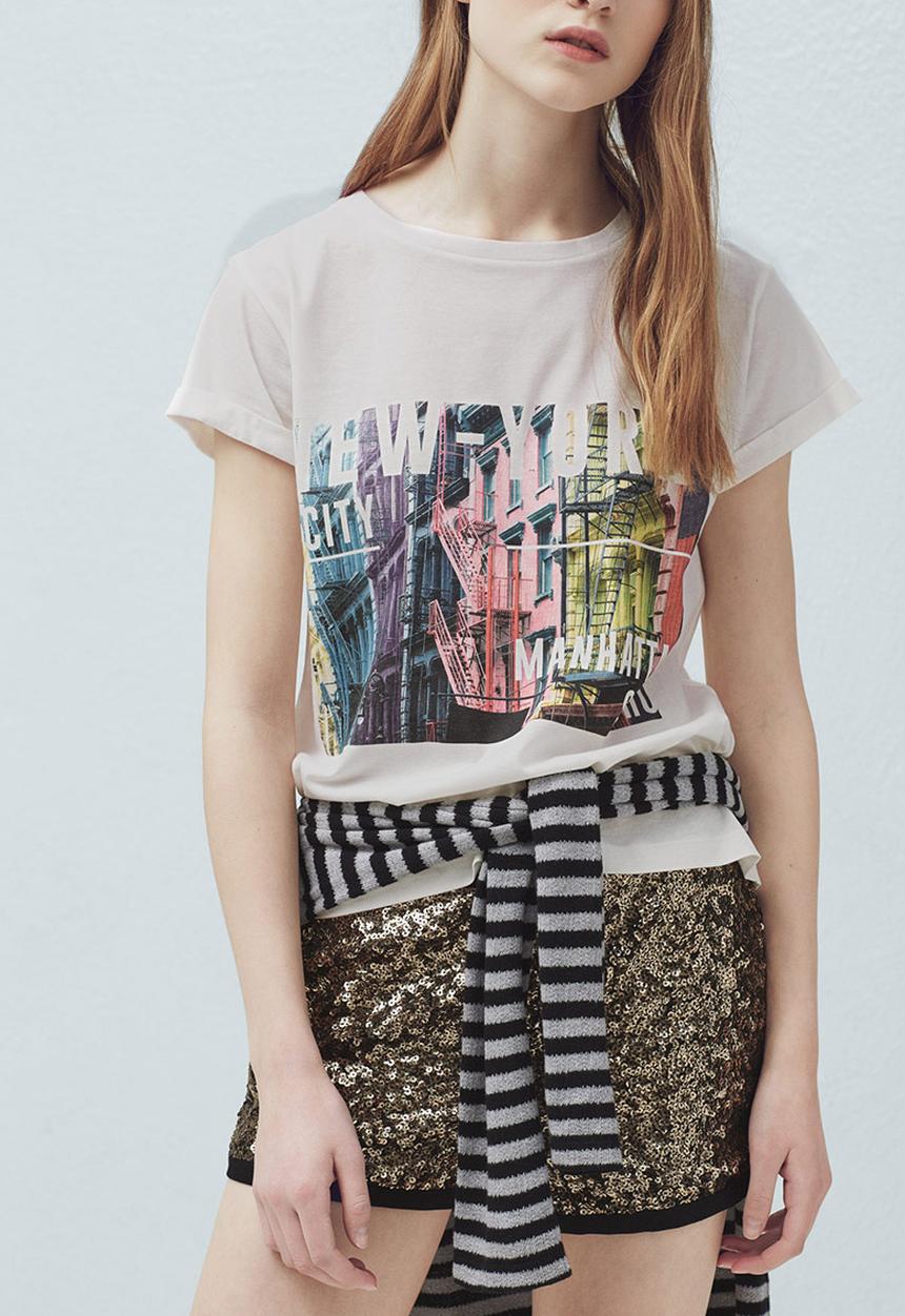MANGO - Printed T-shirt Multi-colour