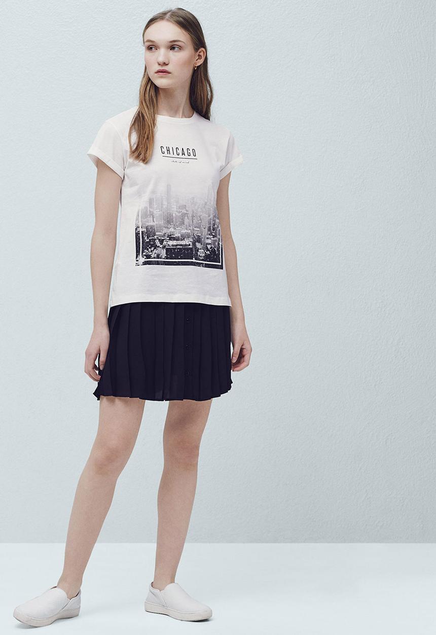 MANGO - Printed T-shirt Milk