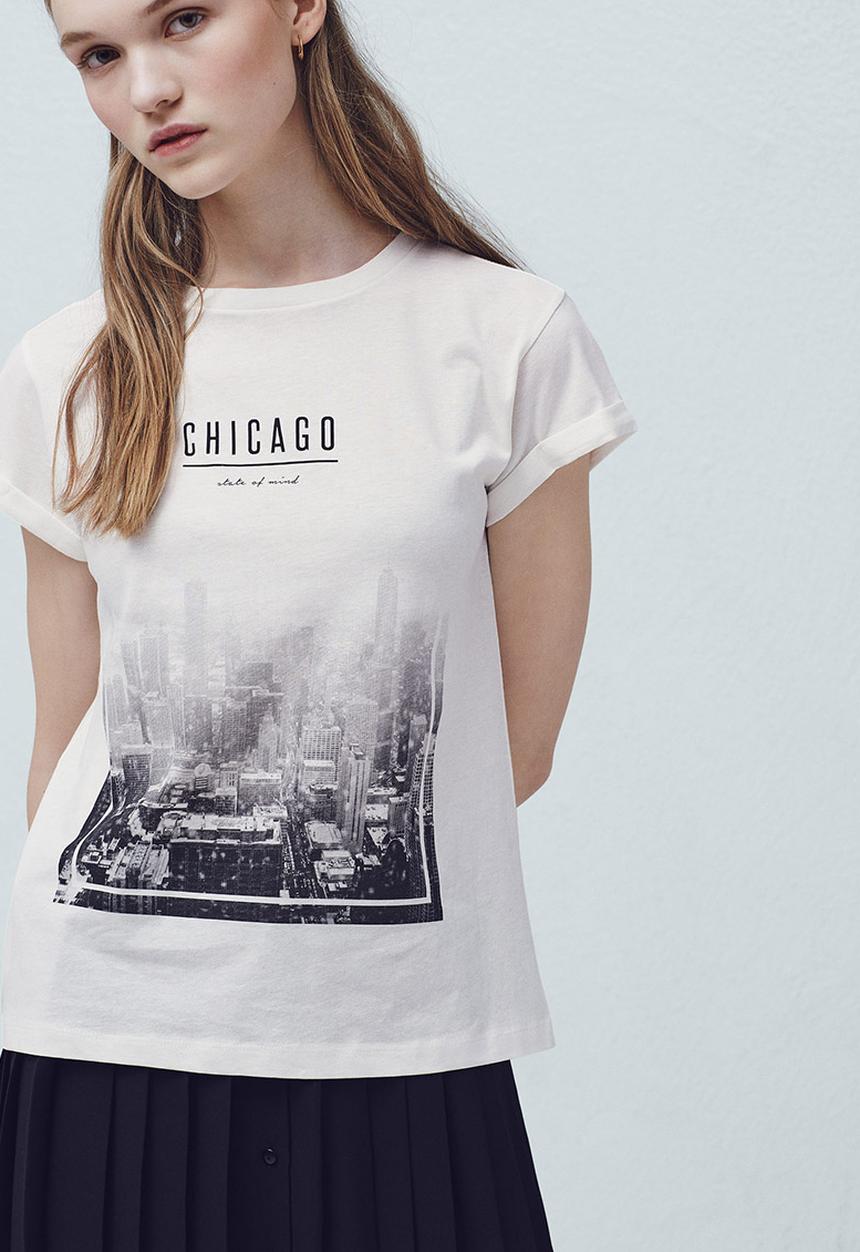 MANGO - Printed T-shirt Milk