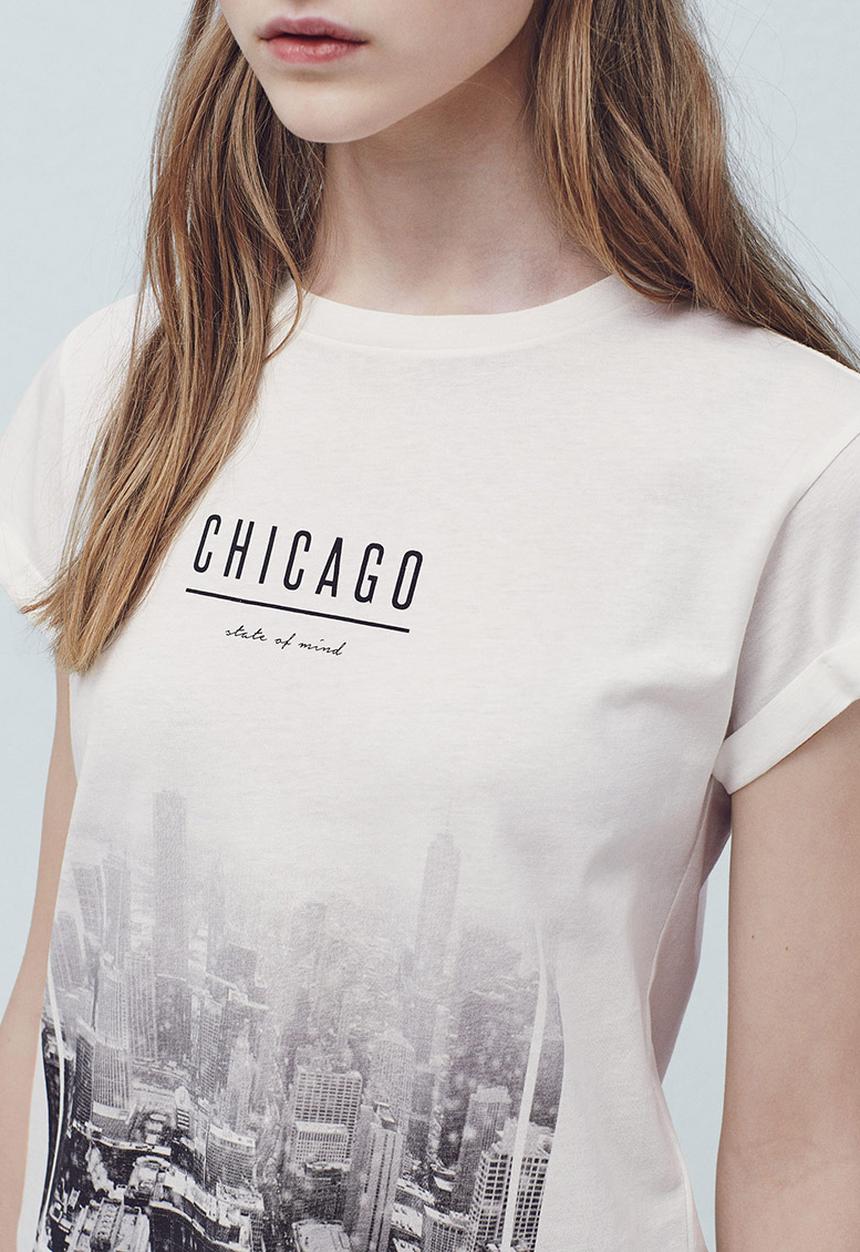 MANGO - Printed T-shirt Milk