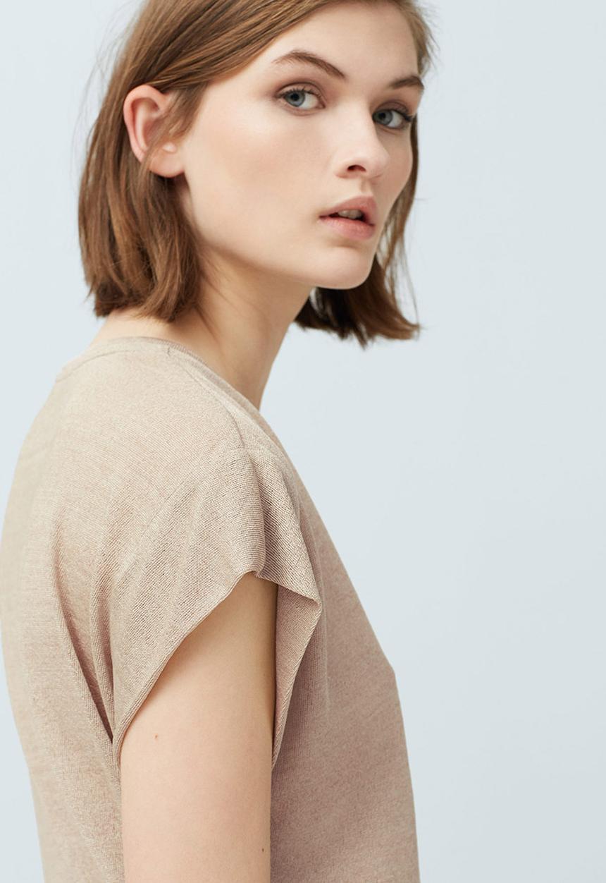 MANGO - Lightweight Knit T-shirt Stone