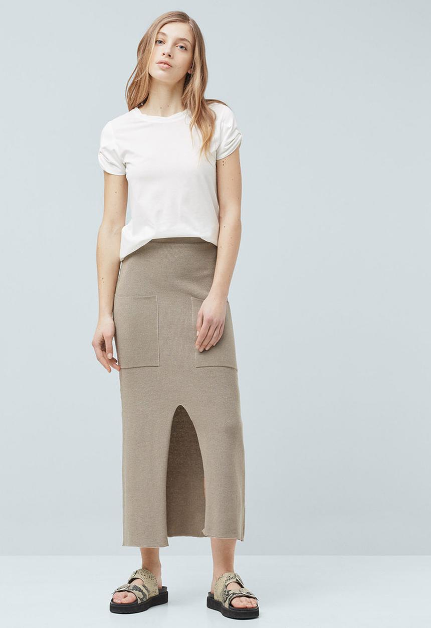 MANGO - Basic T-shirt with Cuff Detail White