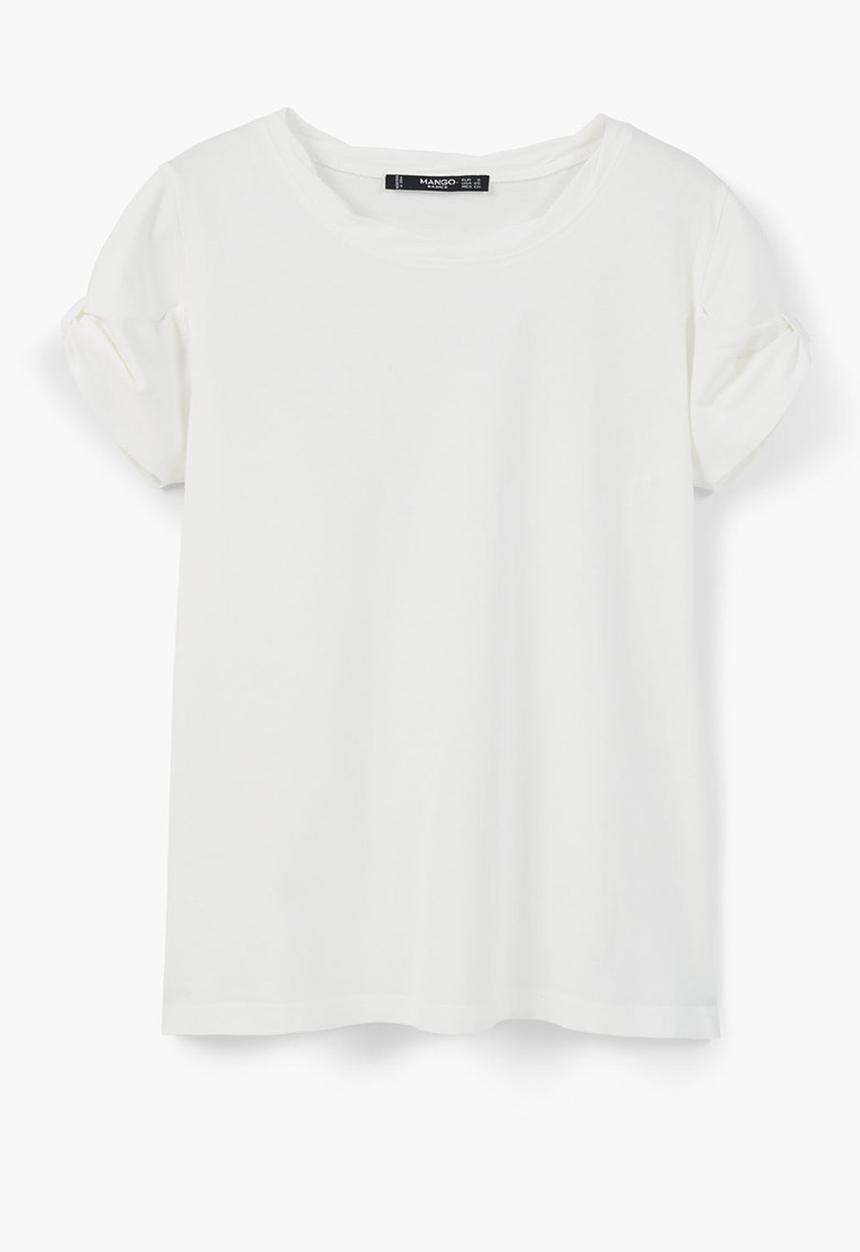 MANGO - Basic T-shirt with Cuff Detail White