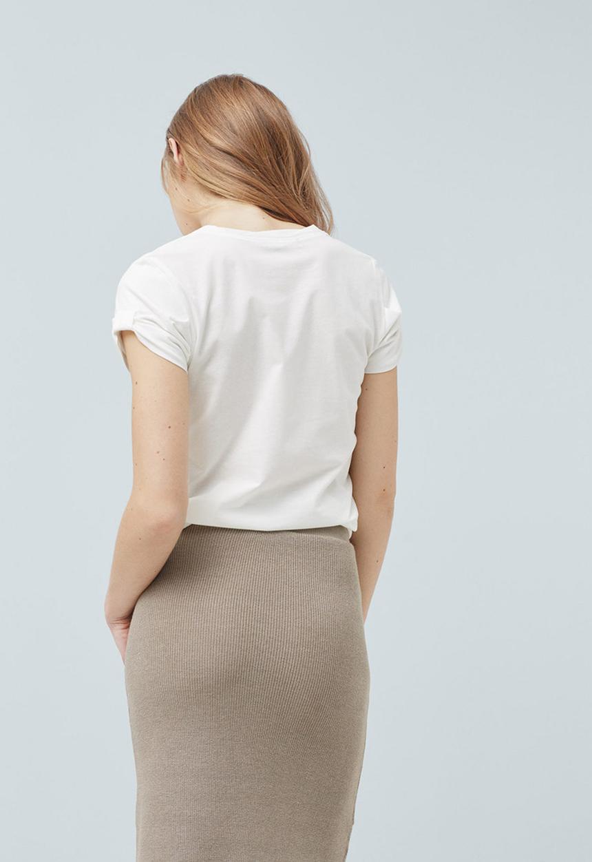 MANGO - Basic T-shirt with Cuff Detail White