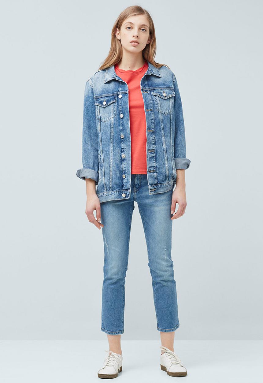 MANGO - Basic T-shirt with Cuff Detail Coral