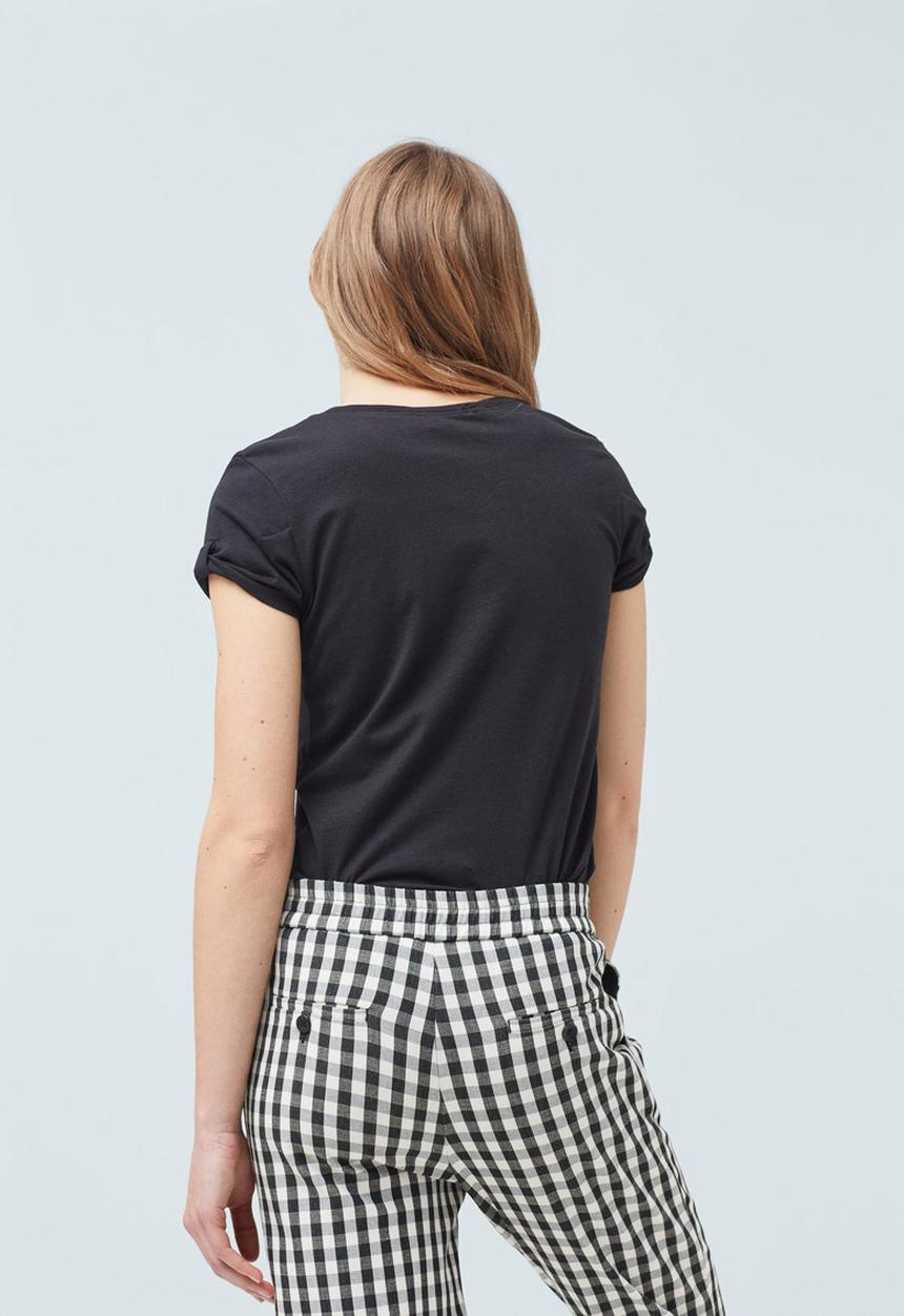 MANGO - Basic T-shirt with Cuff Detail Black