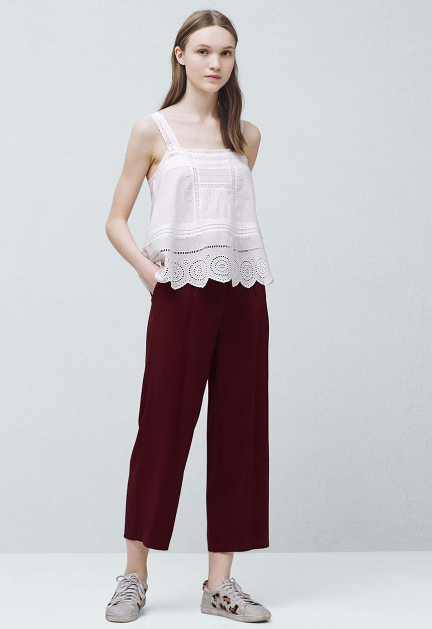 MANGO - Embroidered Top White