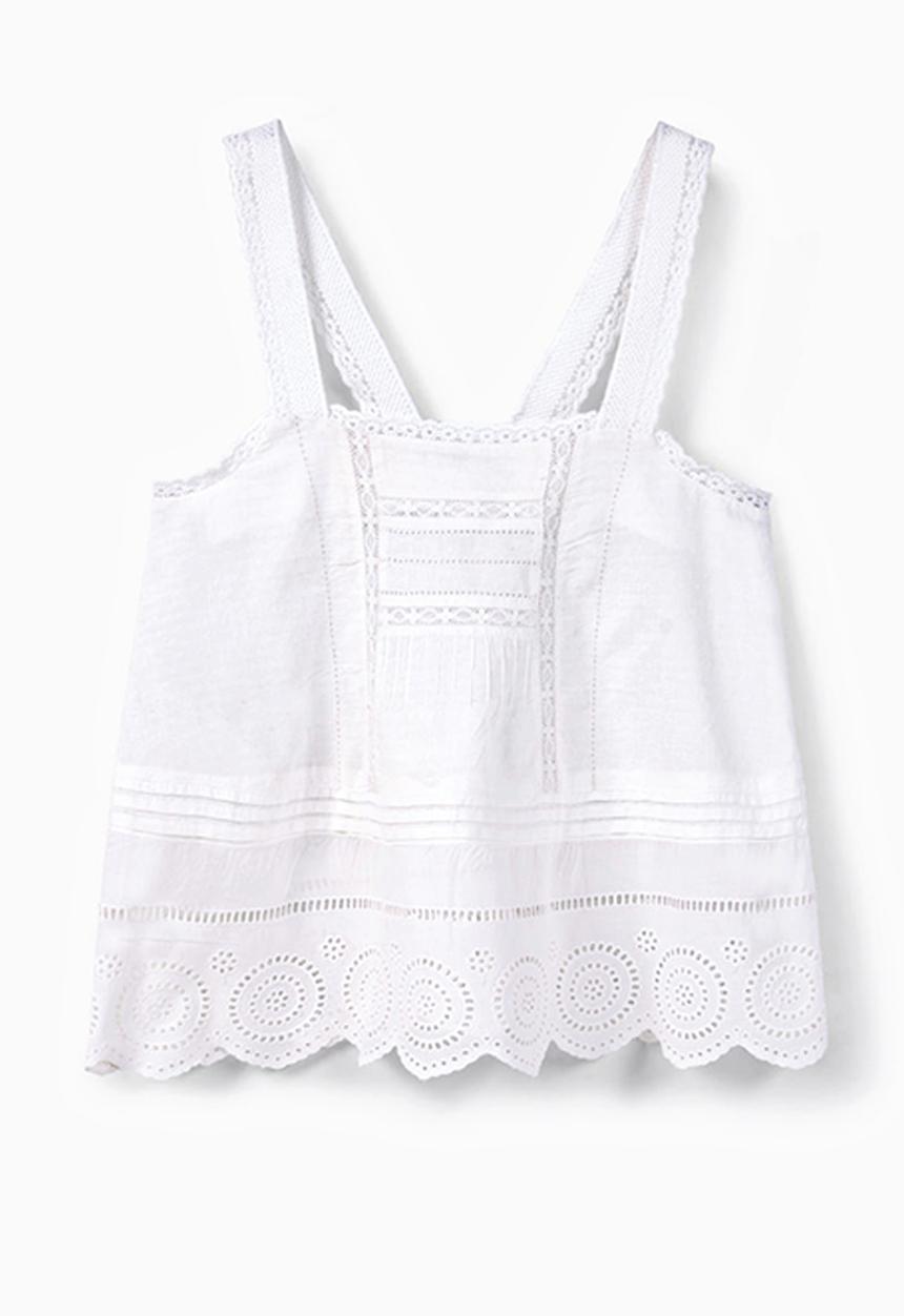 MANGO - Embroidered Top White