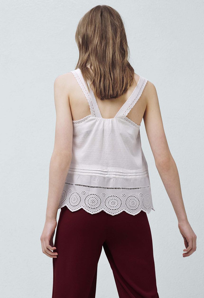 MANGO - Embroidered Top White