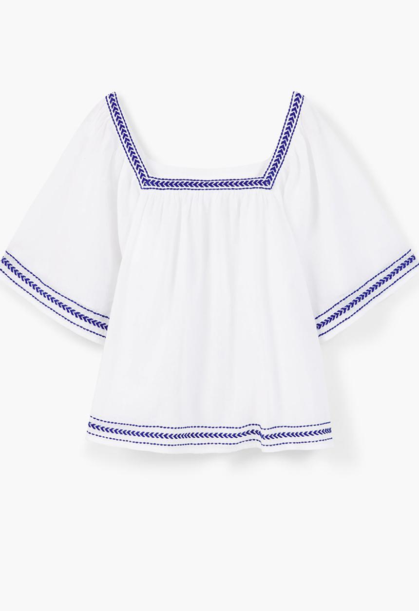 MANGO - Embroidered Blouse White