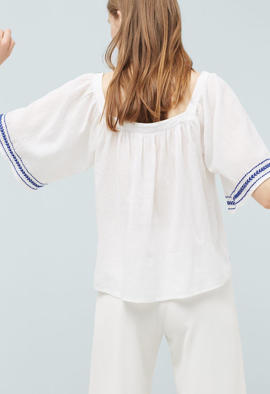 MANGO - Embroidered Blouse White