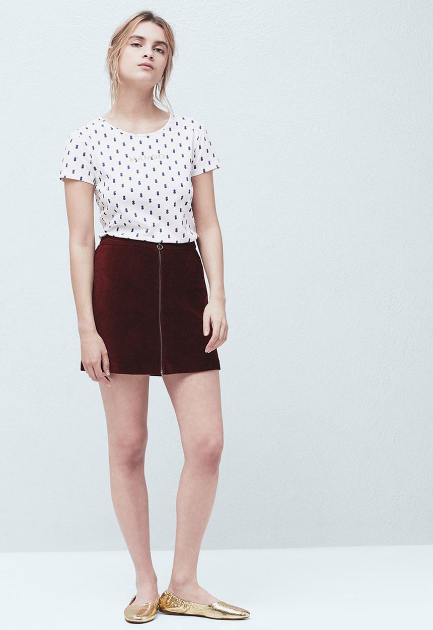 MANGO - Logo Cotton T-shirt Milk