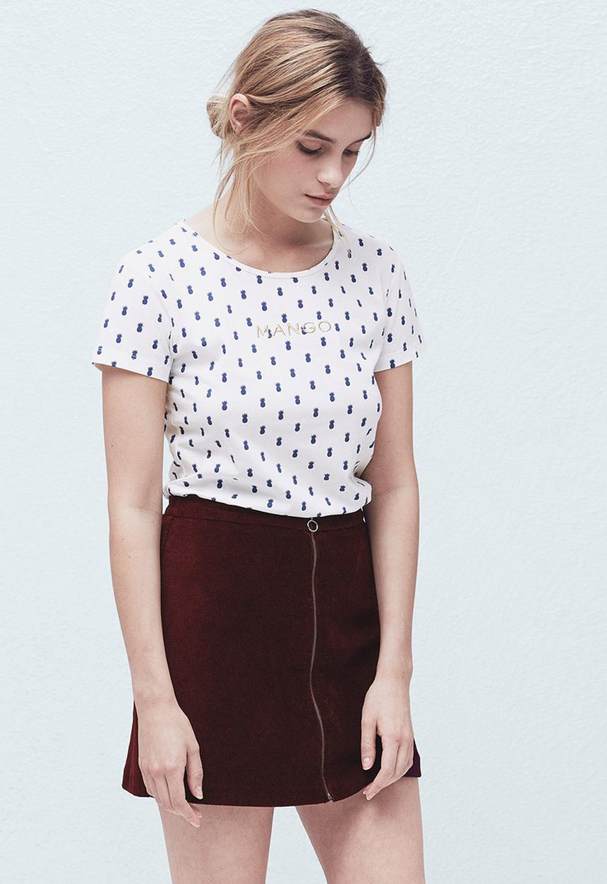 MANGO - Logo Cotton T-shirt Milk