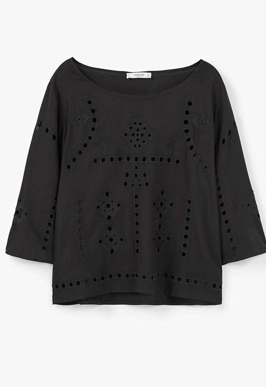 MANGO - Ladder Lace Top Black