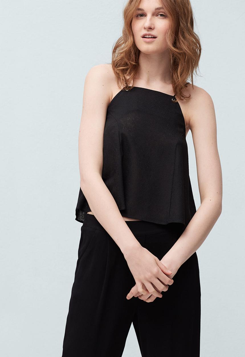 MANGO - Halter-neck Flare Top Black