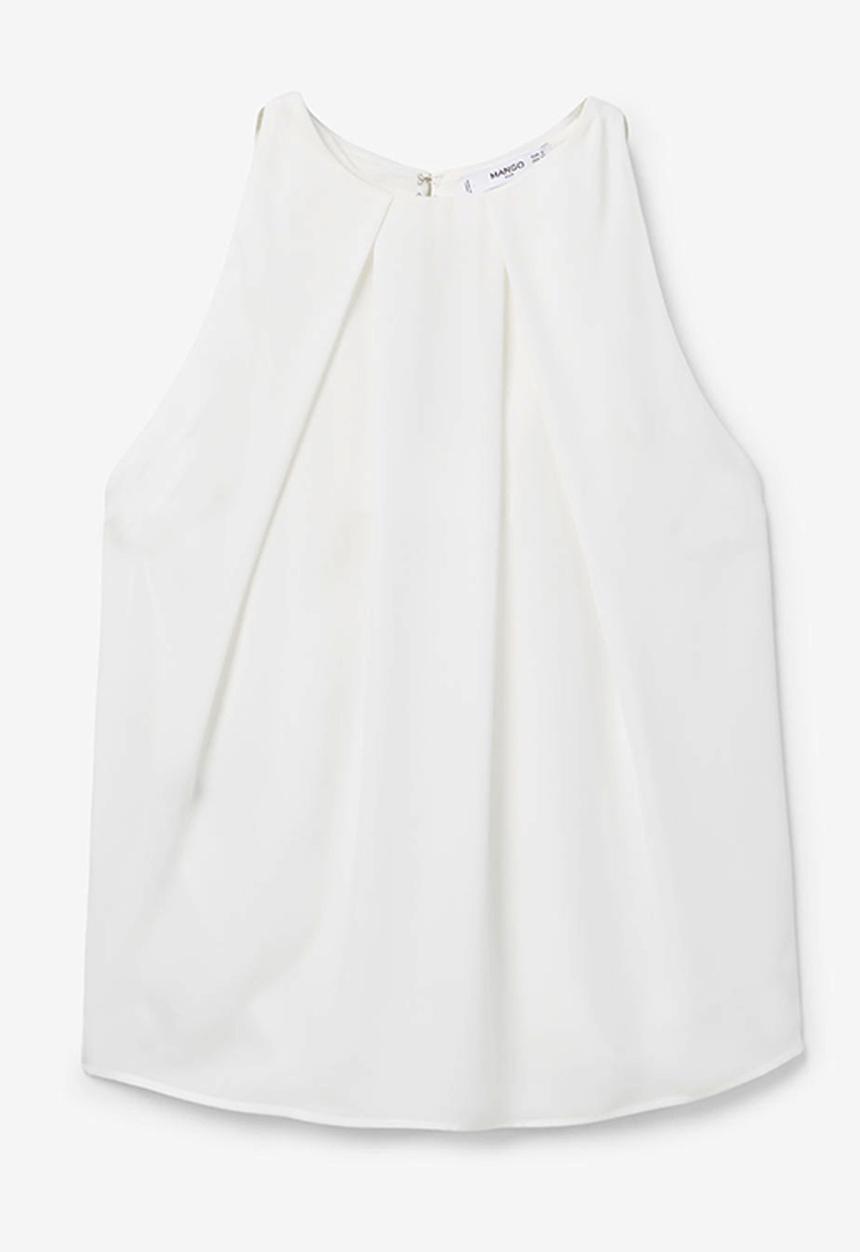 MANGO - Pleat Detail Blouse Milk