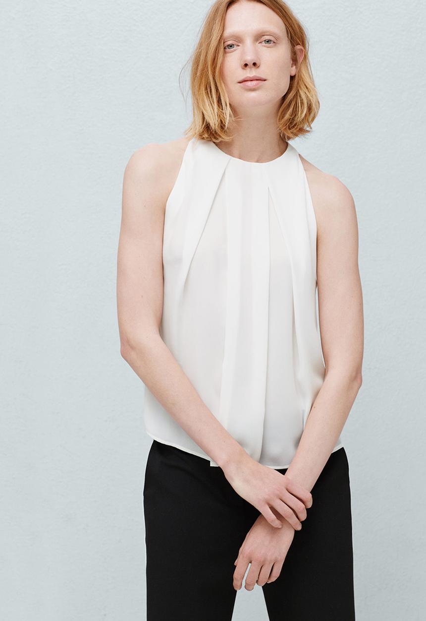 MANGO - Pleat Detail Blouse Milk