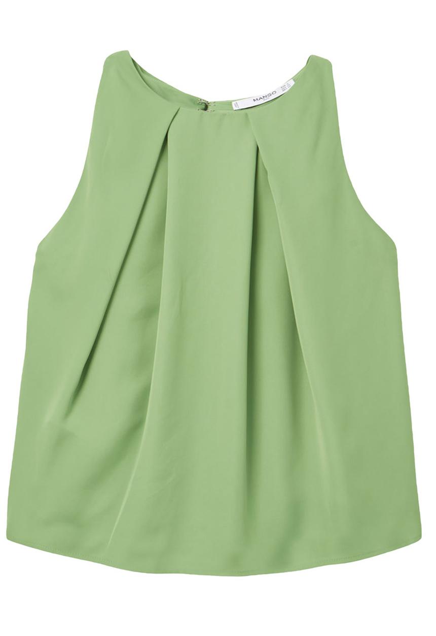 MANGO - Pleat Detail Blouse Green