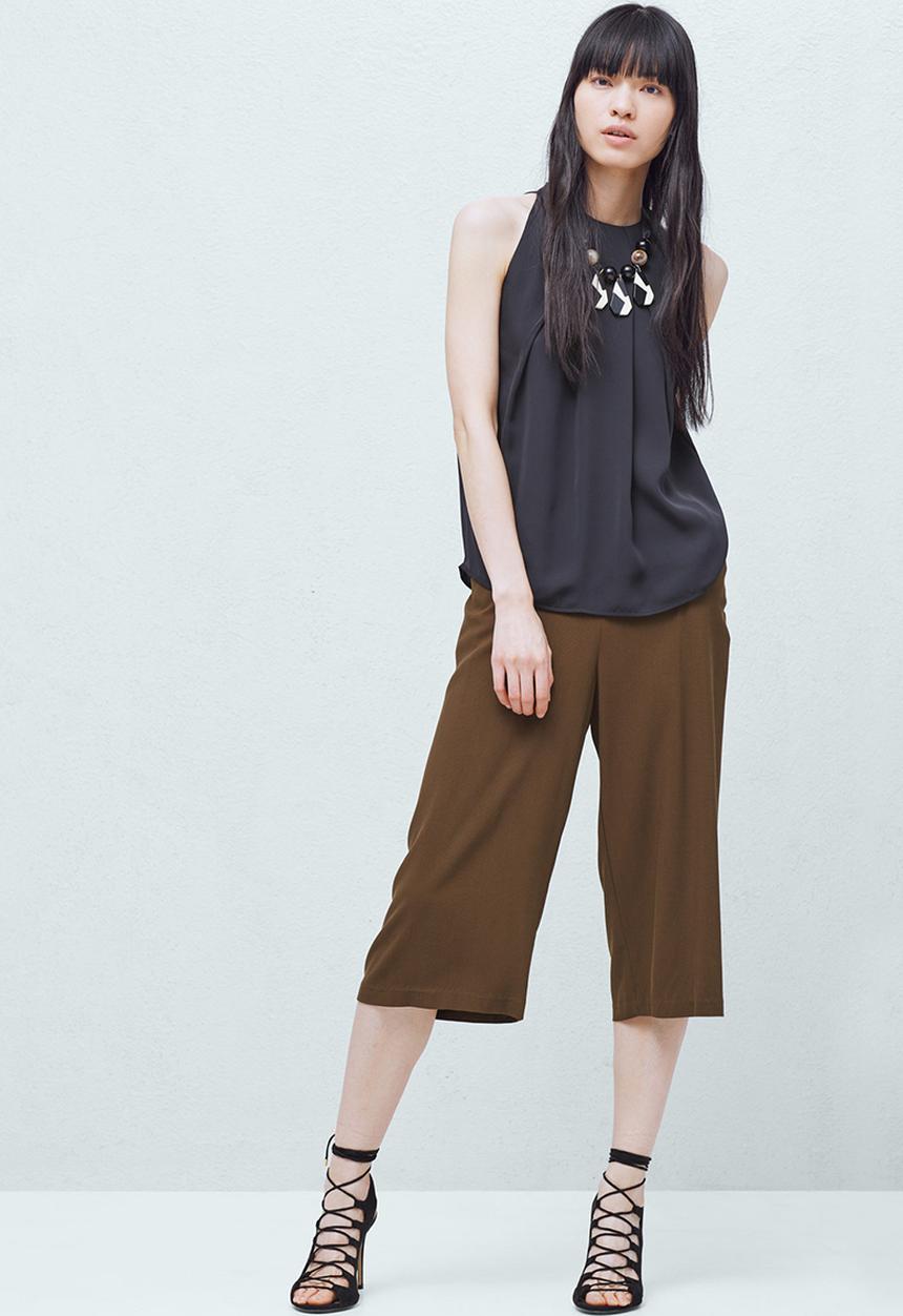 MANGO - Pleat Detail Blouse Black