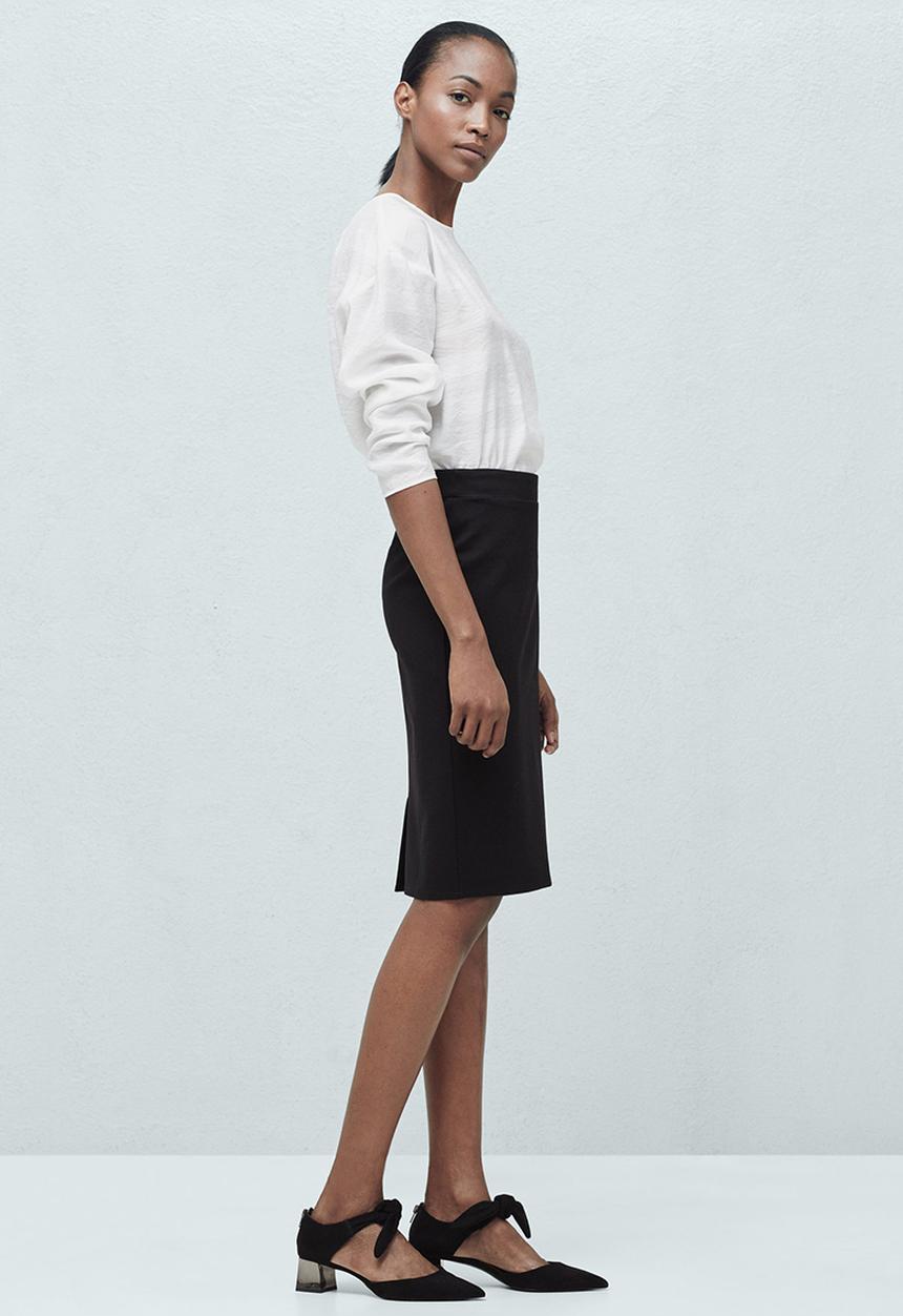 MANGO - Mesh Pencil Skirt Black