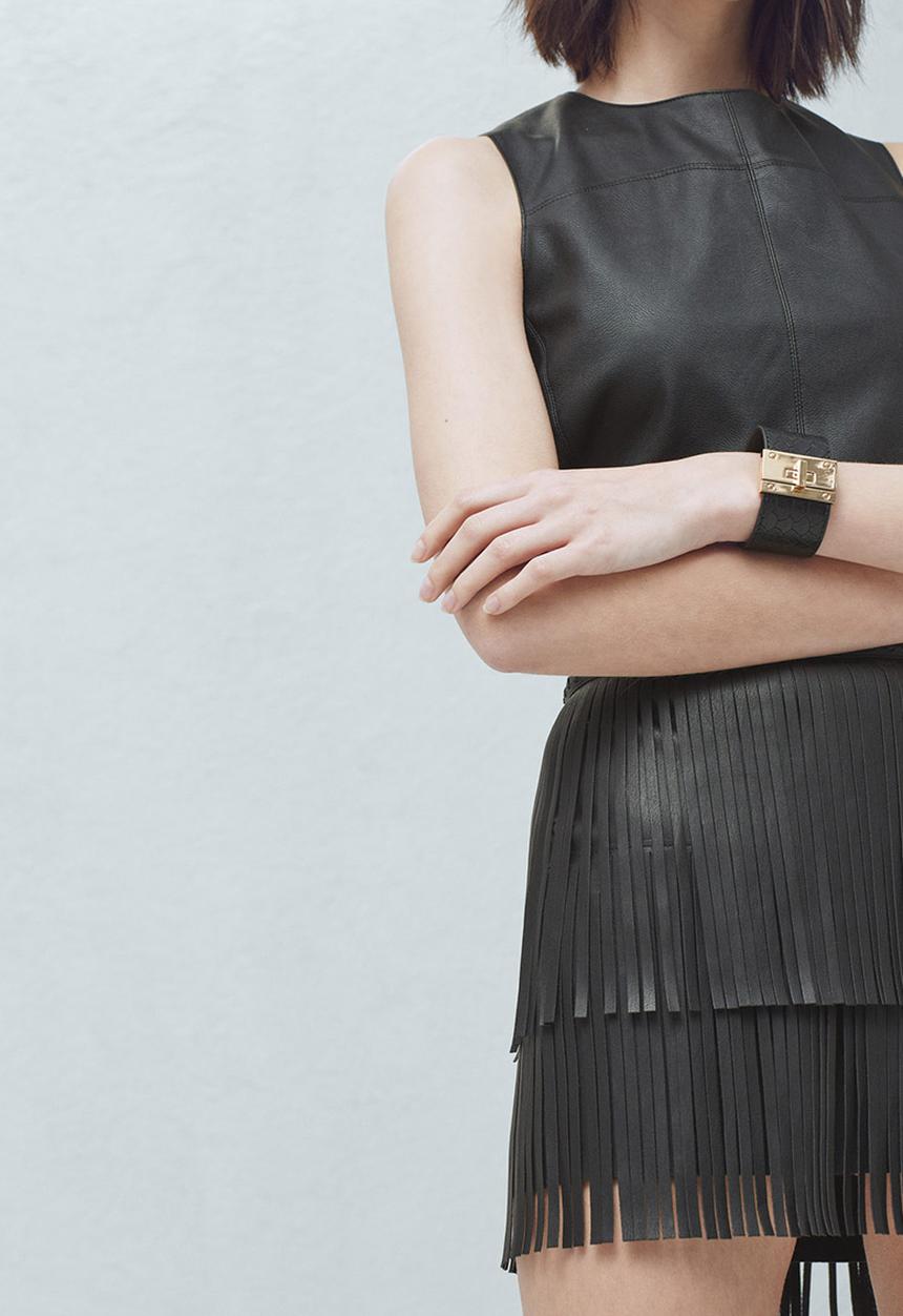 MANGO - Fringed Skirt Black