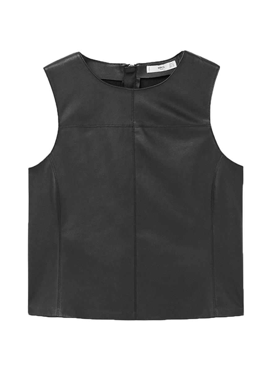 MANGO - Pleather Panel Top Black