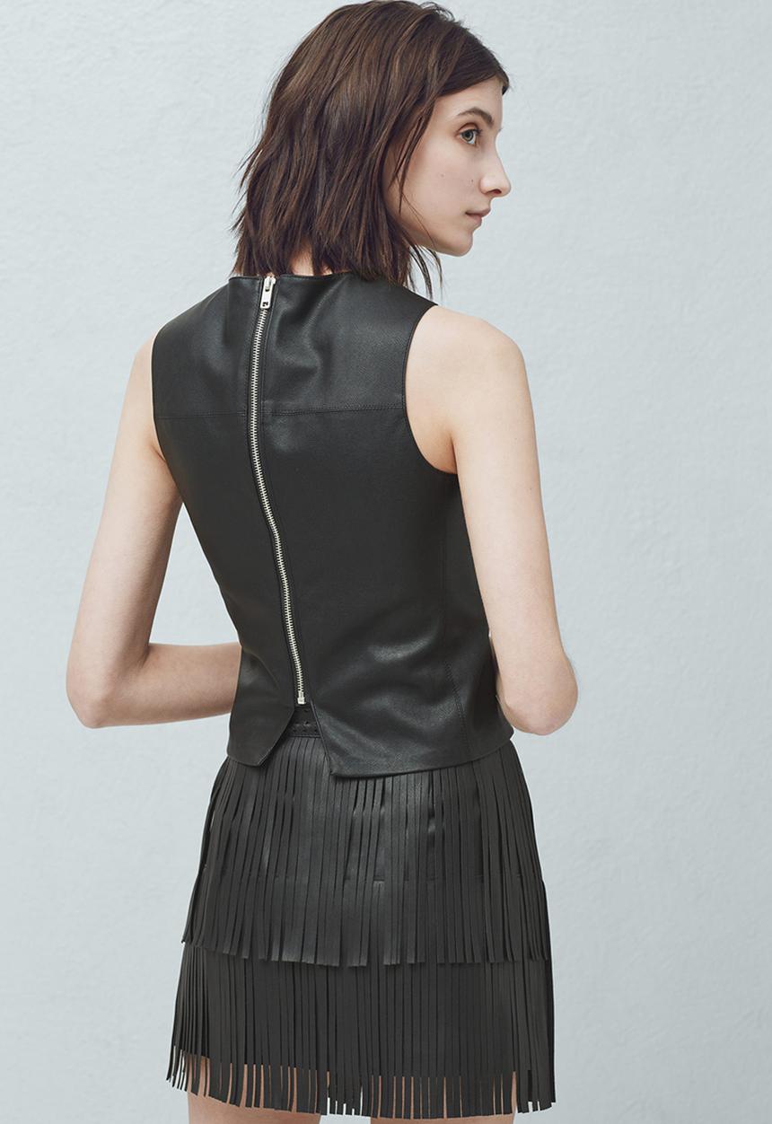 MANGO - Pleather Panel Top Black