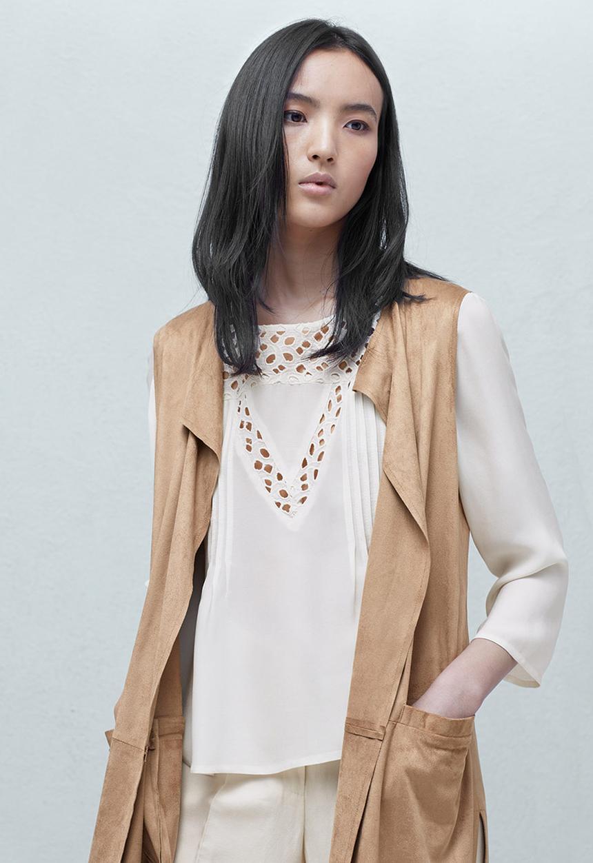 MANGO - Anglaise Detail Blouse Cream