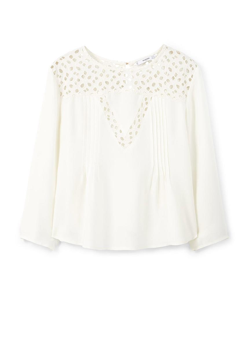 MANGO - Anglaise Detail Blouse Cream