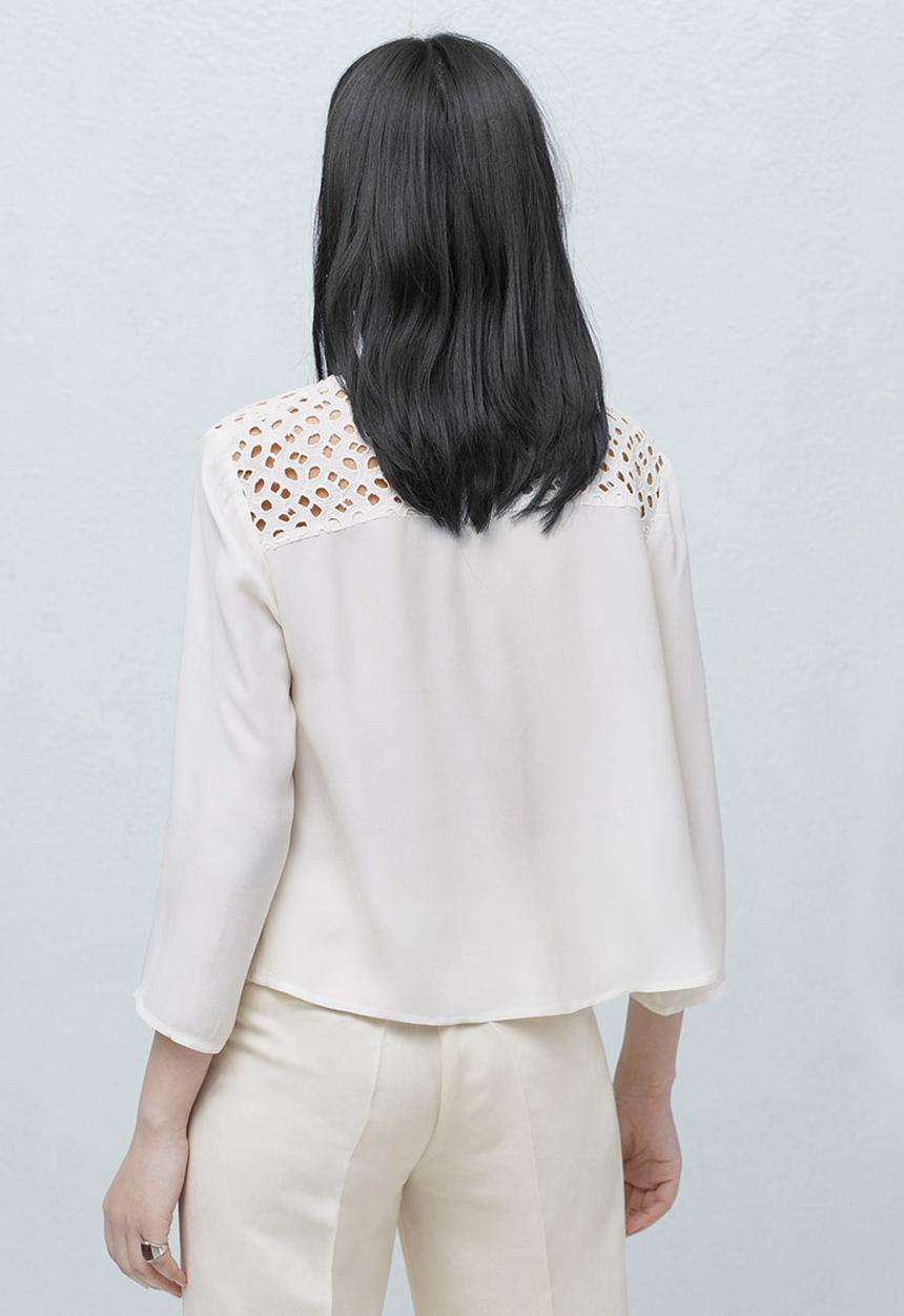 MANGO - Anglaise Detail Blouse Cream