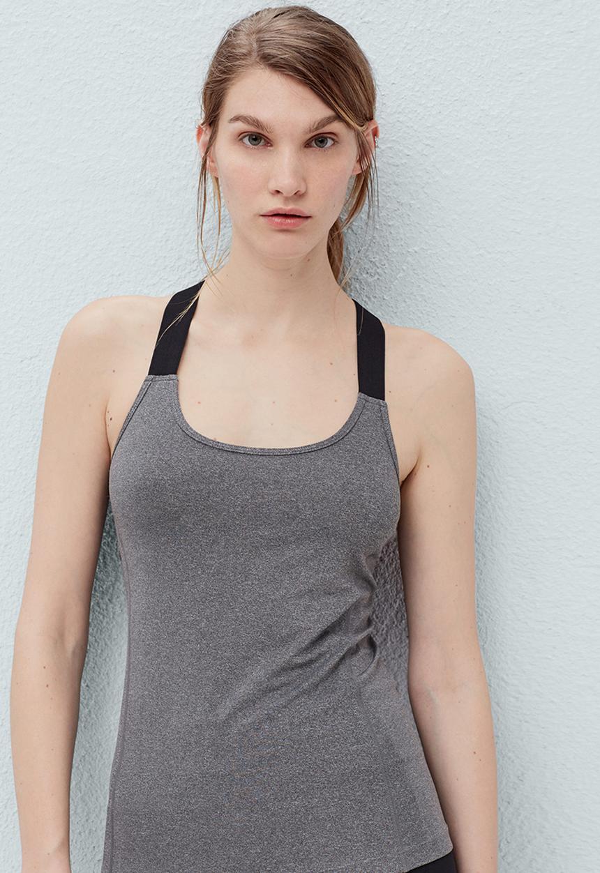 MANGO - Technical Racerback Tank Top Mid Grey