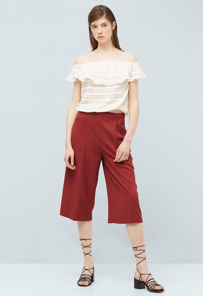MANGO - Off-the-shoulder Ruffle Blouse Off White
