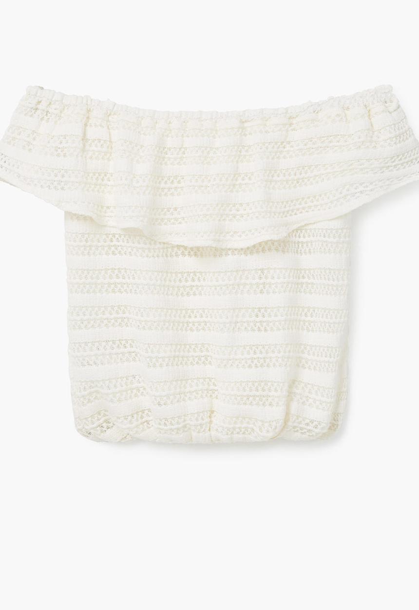 MANGO - Off-the-shoulder Ruffle Blouse Off White