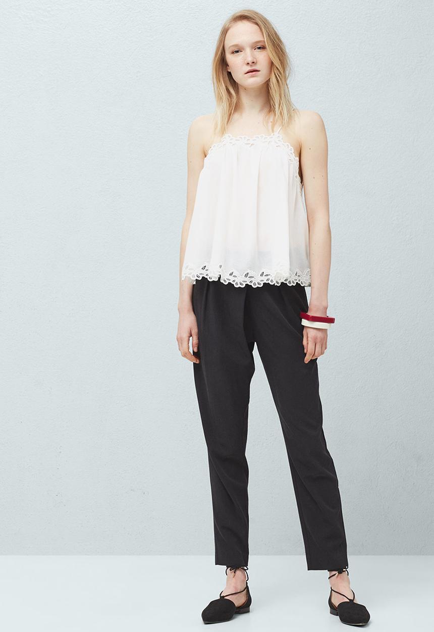 MANGO - Applique Trim Cami White