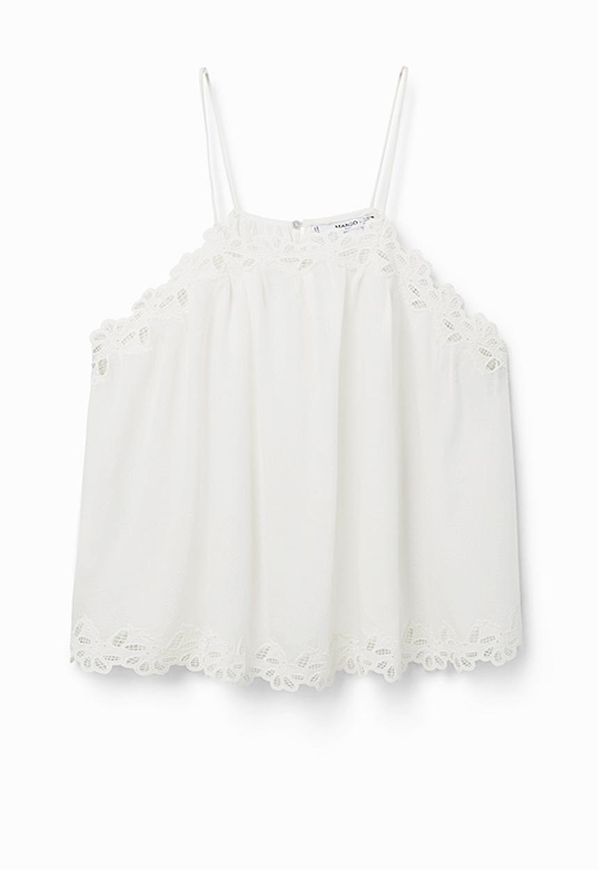 MANGO - Applique Trim Cami White