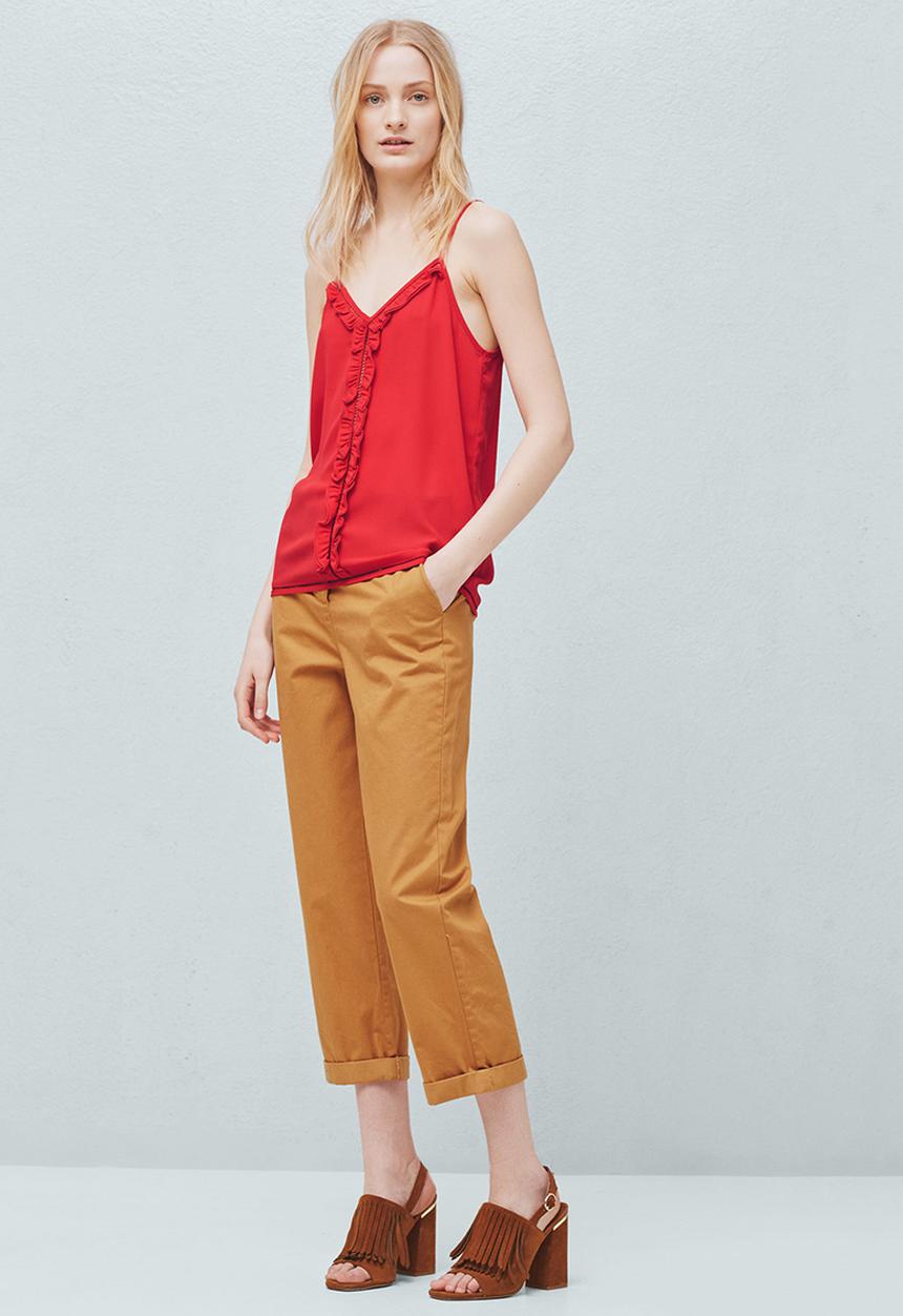 MANGO - Decorative Frill Cami Red