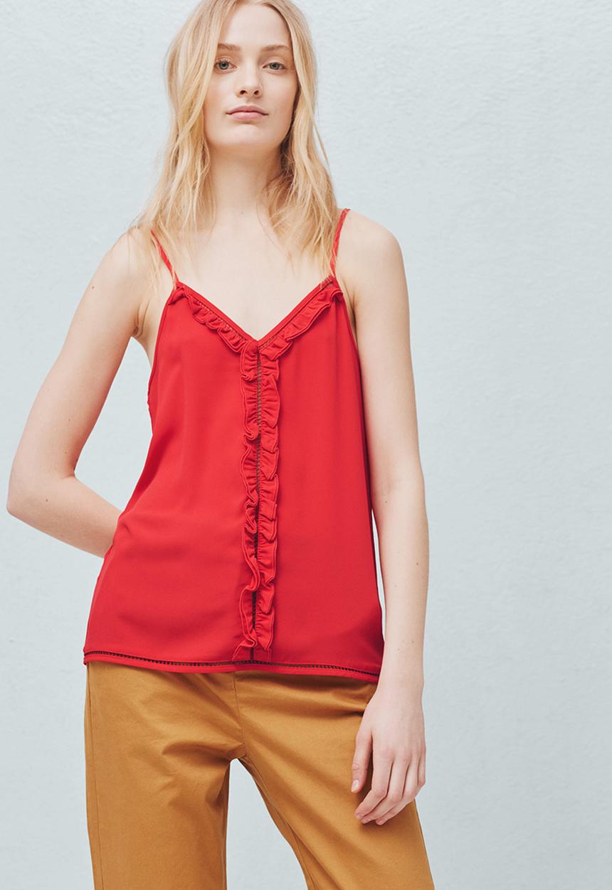 MANGO - Decorative Frill Cami Red