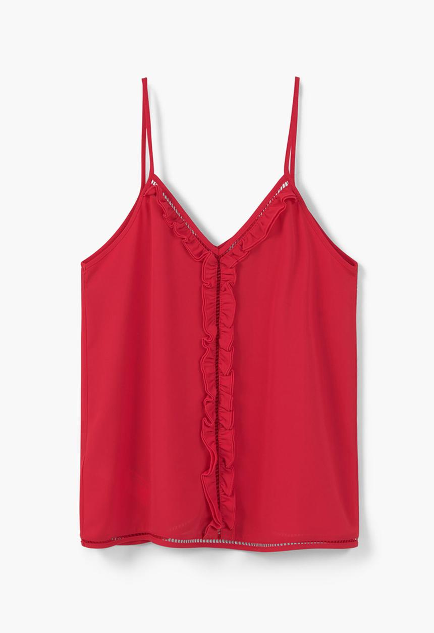MANGO - Decorative Frill Cami Red