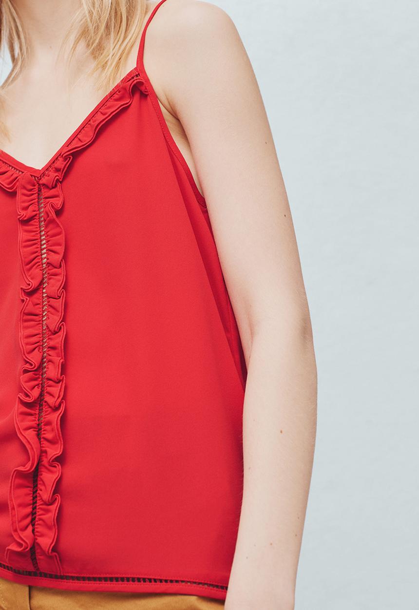 MANGO - Decorative Frill Cami Red