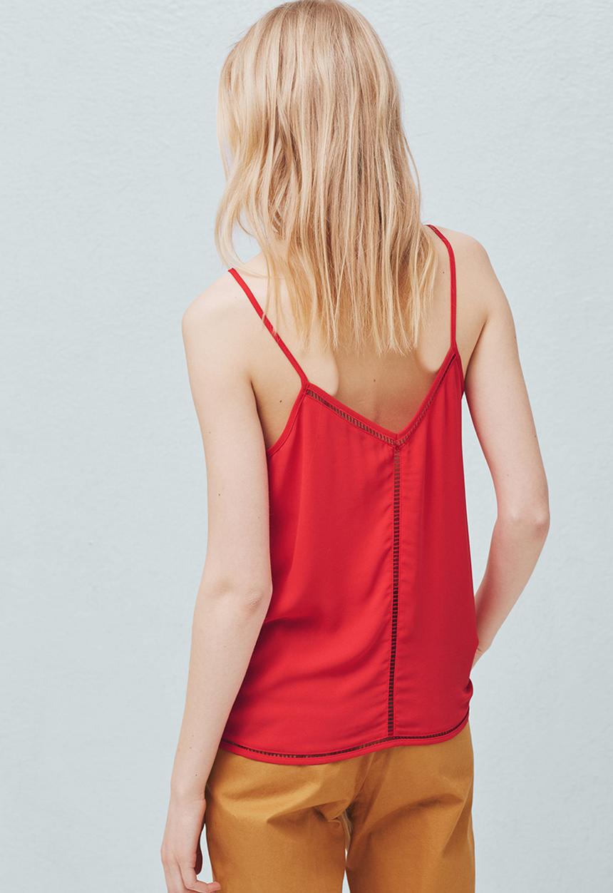 MANGO - Decorative Frill Cami Red