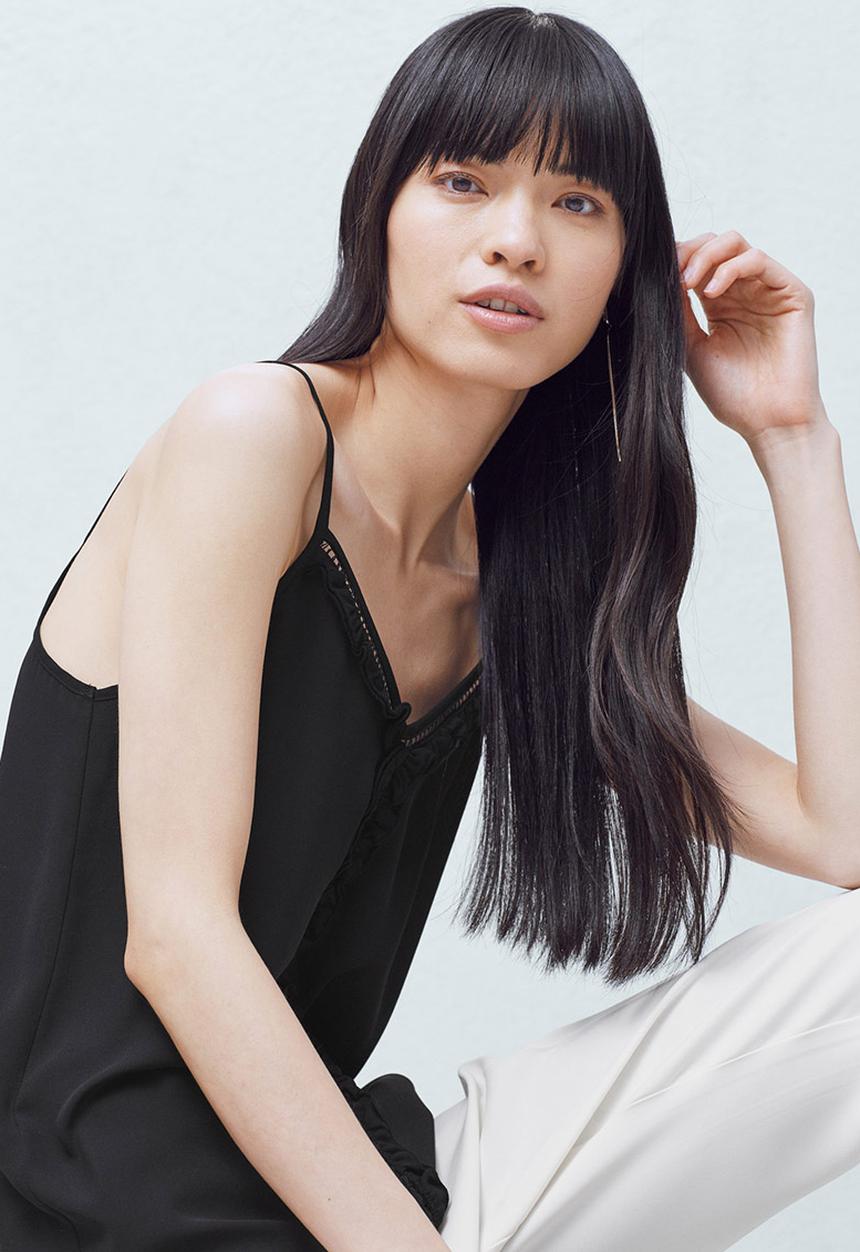 MANGO - Decorative Frill Cami Black