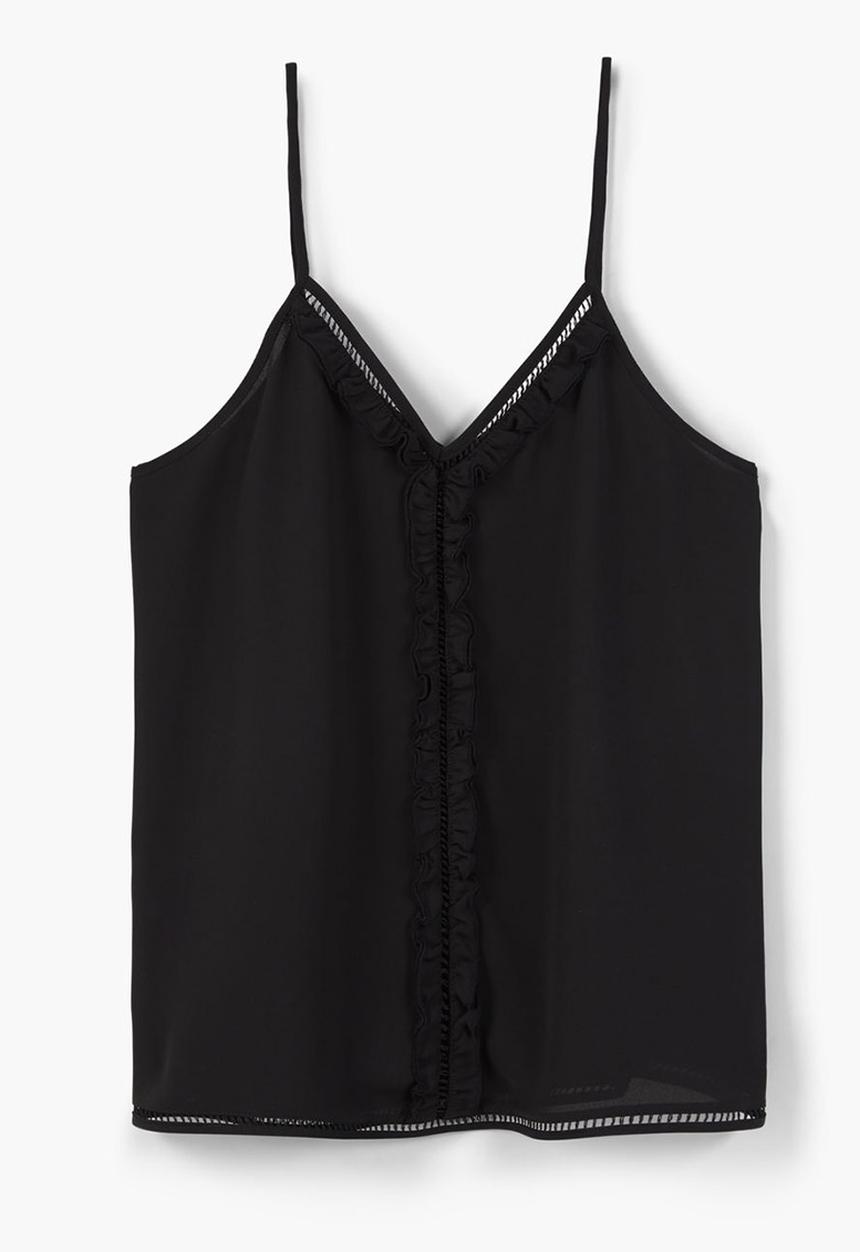 MANGO - Decorative Frill Cami Black