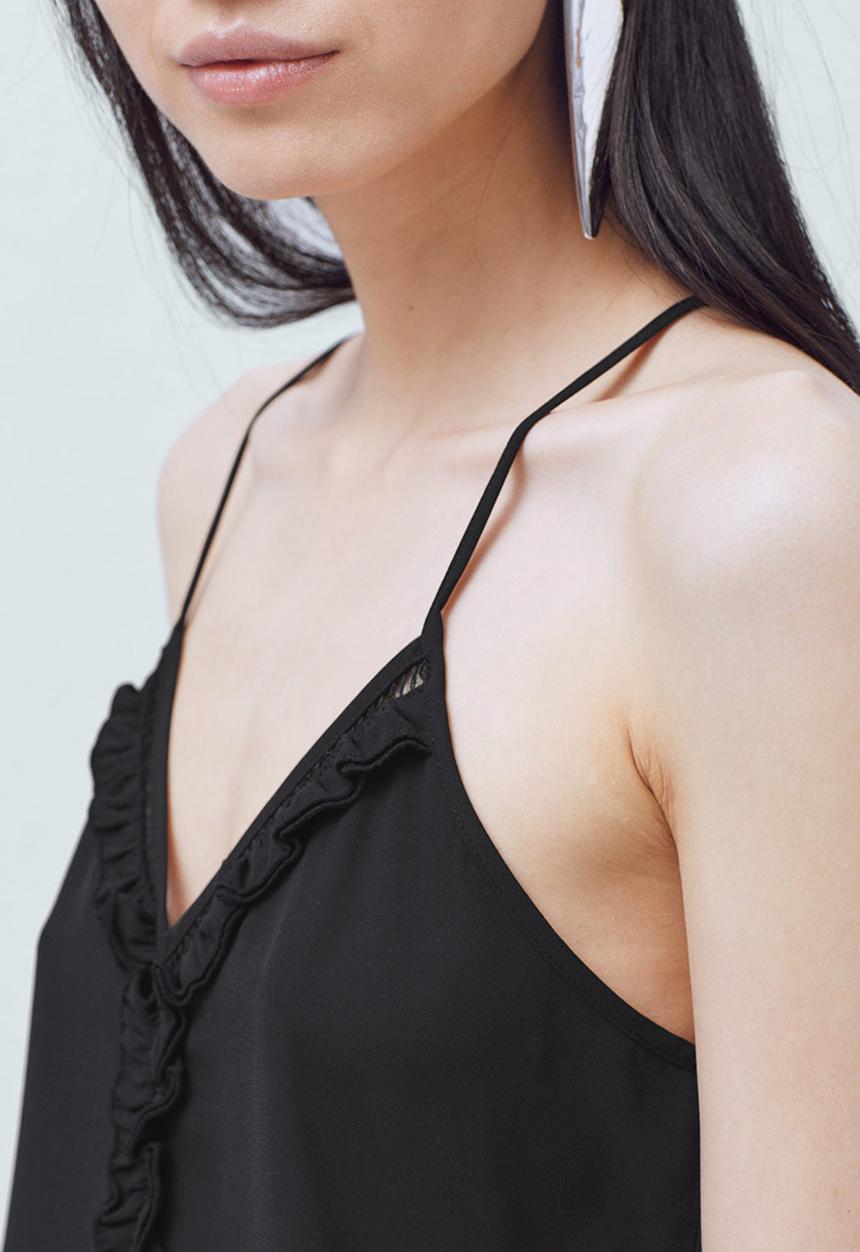 MANGO - Decorative Frill Cami Black