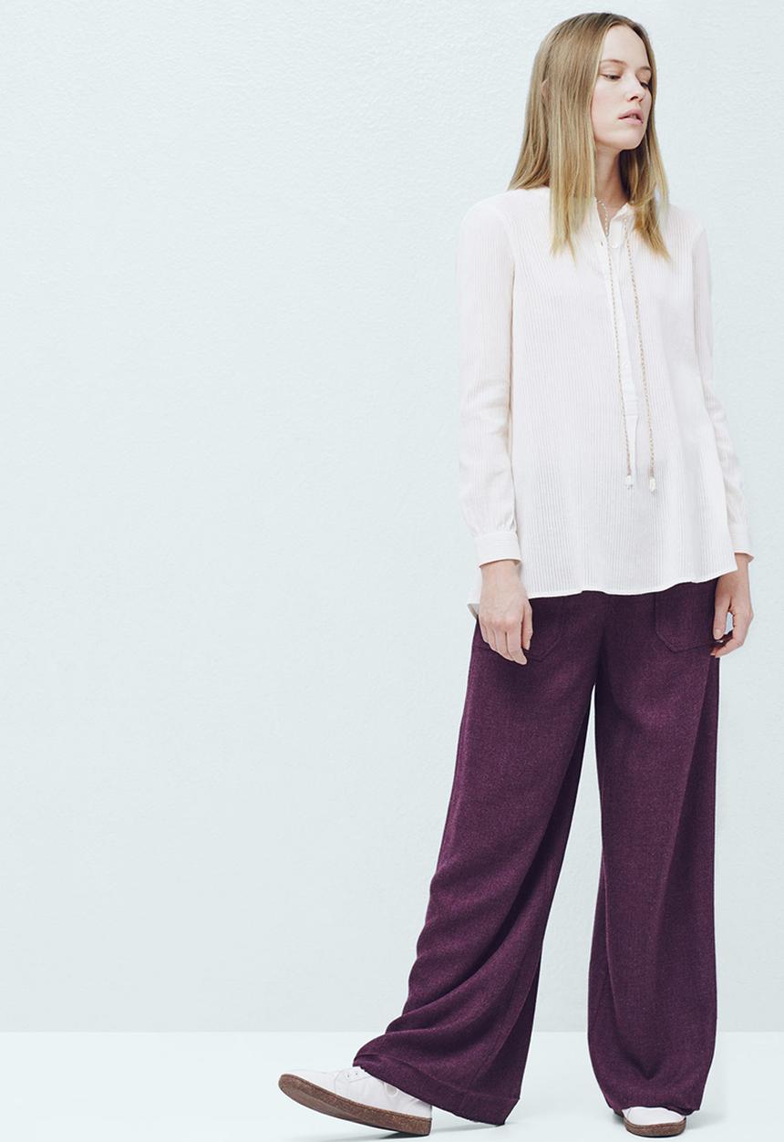 MANGO - Self Stripe Blouse Off White