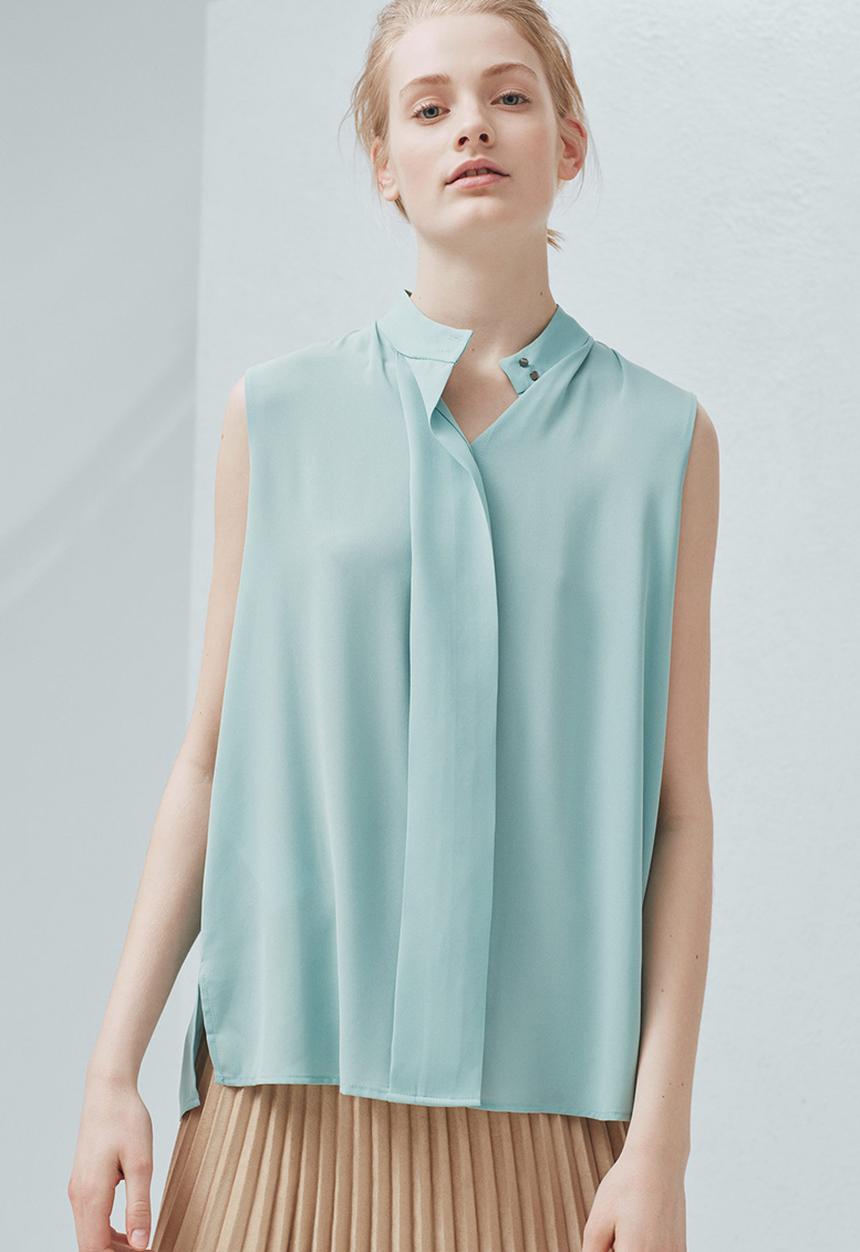 MANGO - Sleeveless Blouse Light Green