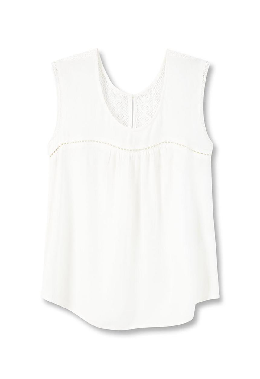 MANGO - Lace Inset Panel Top White